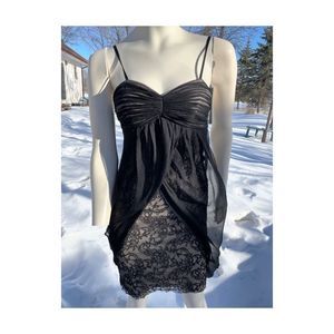 Alice & Olivia Silk Bustier Dress Mini Lace Black Cream Sleeveless Overlay Skirt